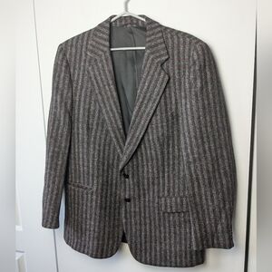 VINTAGE HARRIS TWEED Men Blazer 100% Wool No Size Tag Gray And Red